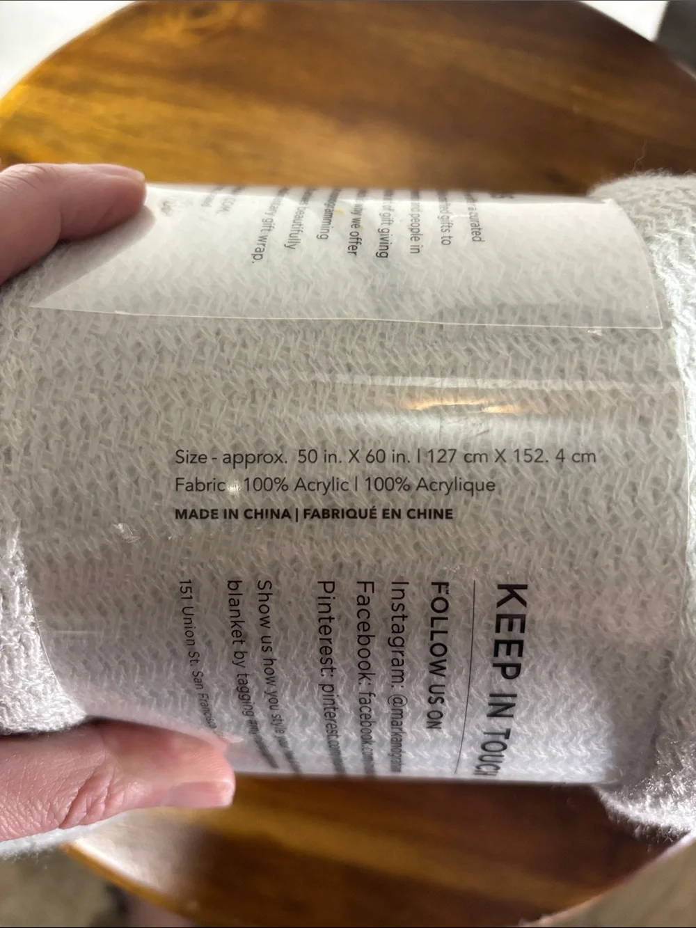 Mark & Graham Cream Knit Throw Blanket